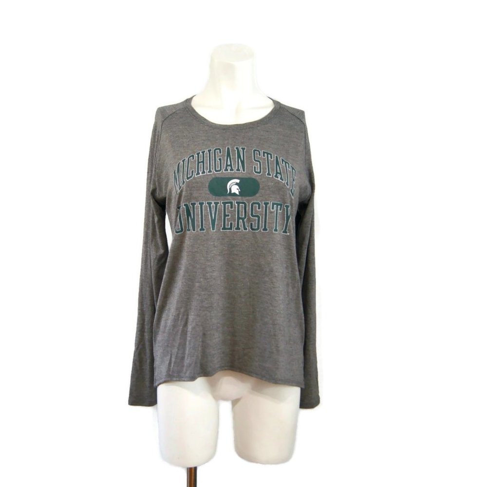 MSU Michigan State University Spartans Small Gray Long Sleeve T-shirt League 91